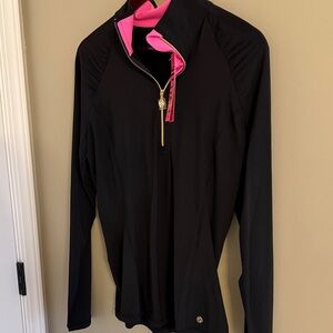 Women's Lilly Pulitzer Luxletic Black and Pink Long Sleeve Top size L NWT